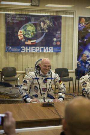 ESA astronaut Alexander Gerst arrives at Space Station