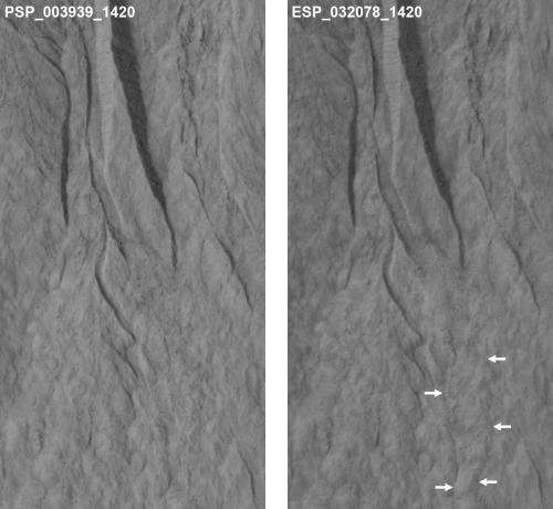 NASA spacecraft observes further evidence of dry ice gullies on Mars