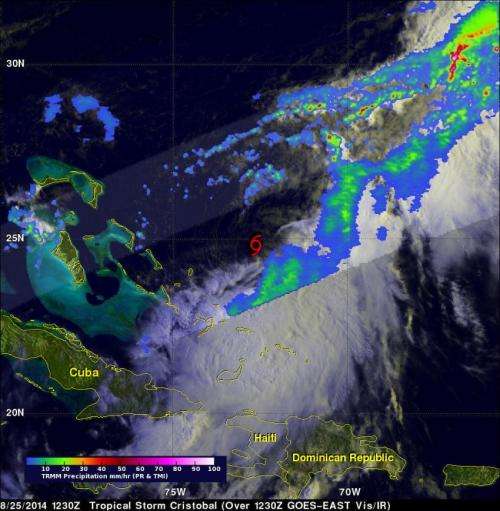 NASA's TRMM and Aqua satellites gaze into Hurricane Cristobal