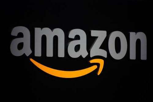 The Amazon logo is seen on a podium during a press conference in New York, September 28, 2011