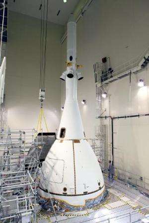 This NASA image released on November 6, 2014 shows Orion as it prepares to move to launch pad in Florida