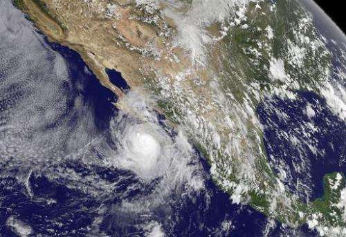 This September 5, 2014 NASA GOES Project image shows Hurricane Norbert swirling along the Pacific, off the coast of Mexico