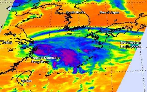 NASA sees Tropical Depression Fung-Wong becoming more frontal