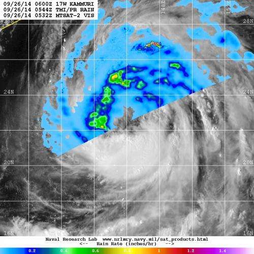 NASA sees Tropical Storm Kammuri's spiral bands of soaking thunderstorms