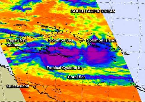NASA's Aqua satellite reveals Tropical Cyclone Ita strengthening