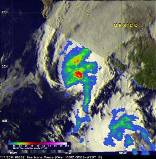 NASA's TRMM and GPM satellites analyze Hurricane Vance before landfall