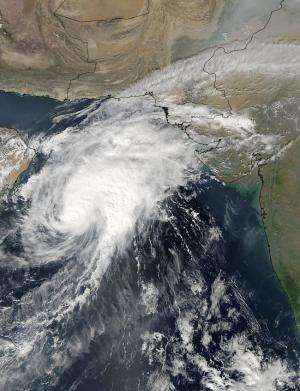 NASA sees Tropical Cyclone Nilofar being affected by wind shear