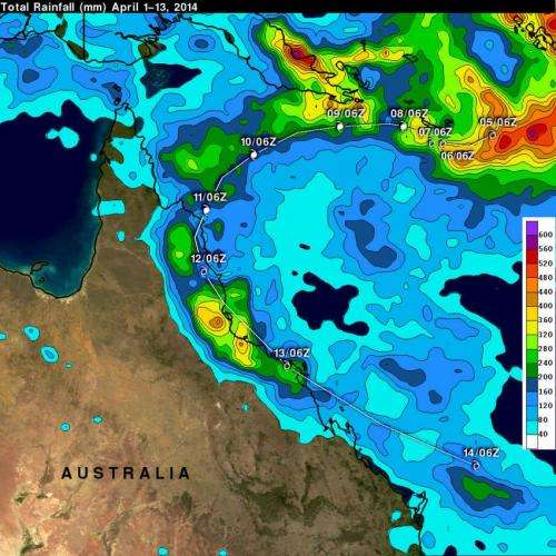 NASA's TRMM Satellite adds up Tropical Cyclone Ita's Australian soaking