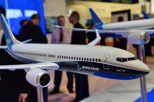 A Boeing 737 model plane is exhibited at the Singapore Airshow, on February 11, 2014