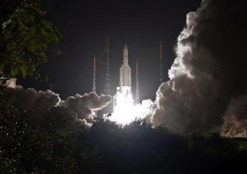 A European Ariane 5 ECA rocket taking off in Toucan, French Guiana, on March 22, 2014