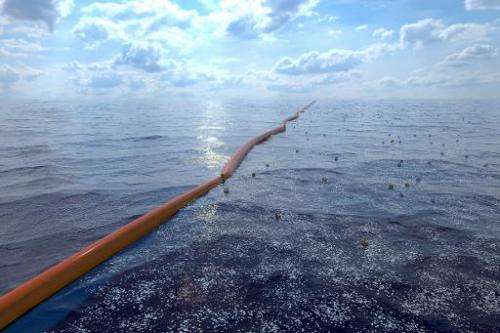 A handout computer generated image released by the Dutch Organization &quot;The Ocean Cleanup&quot; on July 2, 2014 shows an oce