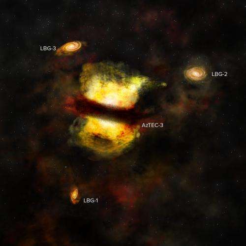 ALMA finds best evidence yet for galactic merger in distant protocluster