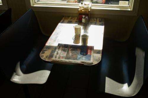 A local newspaper is seen in a diner on July 13, 2013 in Lac-Megantic, Quebec, Canada