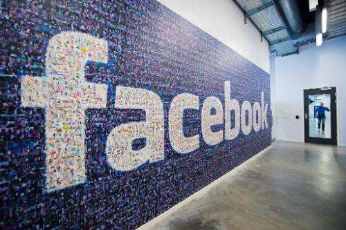 A logo created from pictures of Facebook users worldwide at the company's Data Center, on November 7, 2013 in Lulea