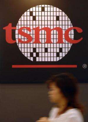 A logo of the TSMC, Taiwan Semiconductor Manufacturing Co., seen during a semi-tech show in Taipei, on May 10, 2007