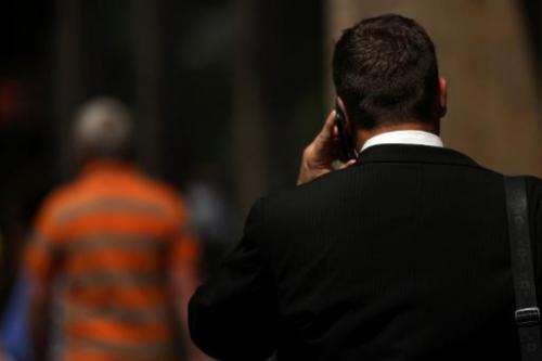 A man speaks on his mobile phone on May 31, 2011 in New York City