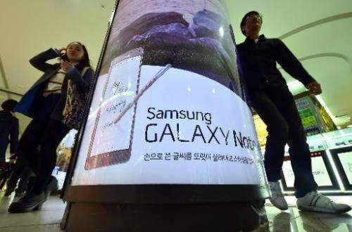 An advert for Samsung Galaxy Note 4 is seen in Seoul, on October 30, 2014