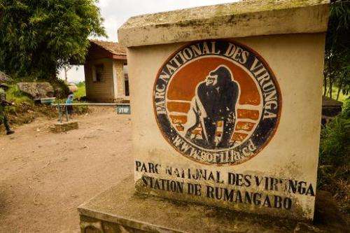 An entrance to Virunga National Park is seen near Rutshuru in eastern Democratic Republic of Congo on June 17, 2014