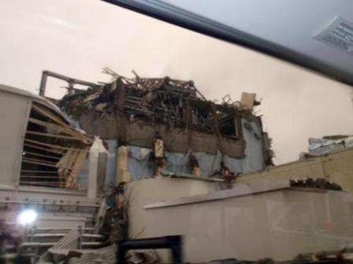 A Nuclear and Industrial Safety Agency picture released on April 9, 2011 shows the damaged building housing reactor number four 