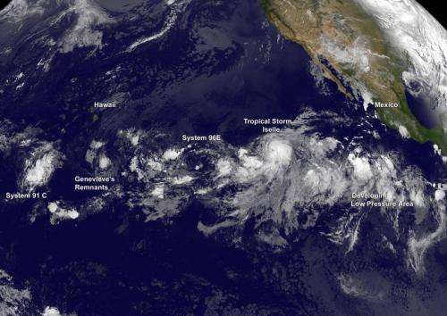 A train of 5 tropical cyclones in the Central and Eastern Pacific