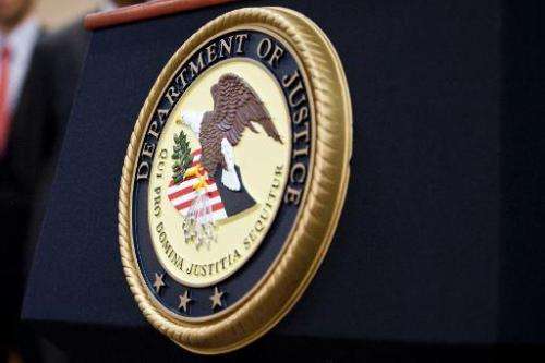 A US Department of Justice seal on December 11, 2012