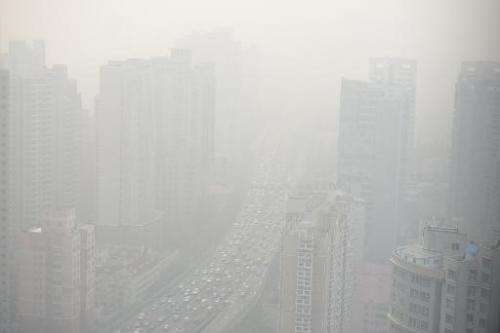 A view of downtown Shanghai shrouded in severe pollution on December 5, 2013