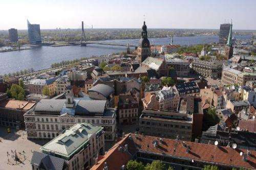 A view of Riga from the top of St. Peters church on May 11, 2006