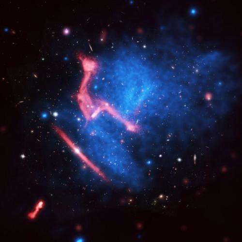 A violent, complex scene of colliding galaxy clusters