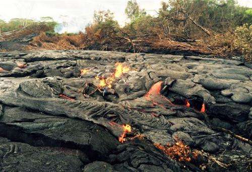 Breakaway lava slithers near empty Hawaii facility