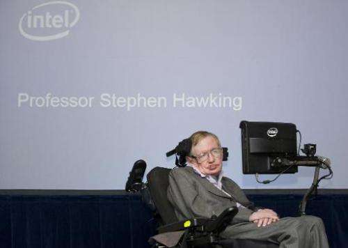 British theoretical physicist and professor Stephen Hawking speaks at an Intel press conference in London on December 2, 2014