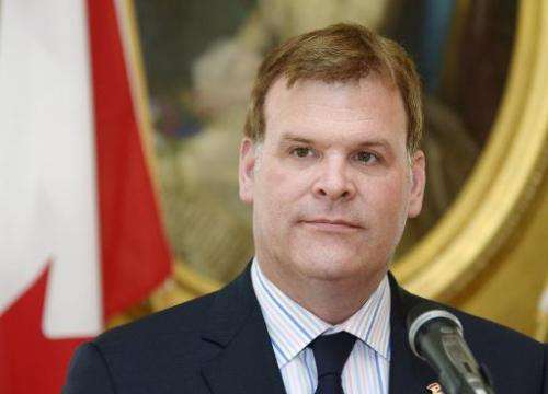 Canada's Foreign Minister John Baird during a press conference in Helsinki, Finland on June 26, 2014