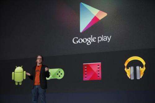 Chris Yerga, engineering director of Google, introduces some features of Google play during Google's annual developer conference