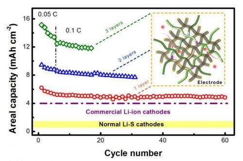 Flexible paper electrodes with ultra-high loading for lithium-sulfur batteries