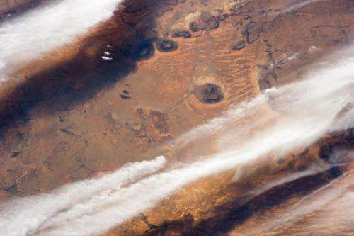 Cloud bands over the Western Sahara Desert, Mauritania