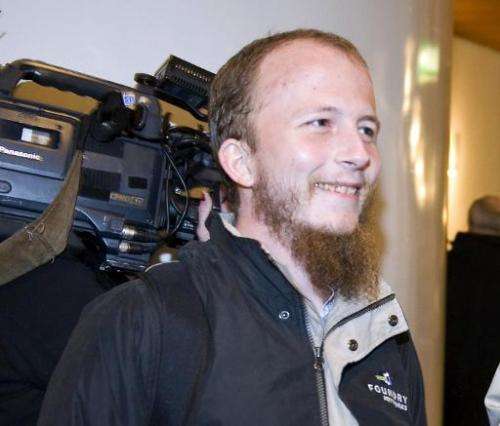Co-founder of the Pirate Bay file-sharing website, Gottfrid Svartholm Warg, in Stockholm on February 16, 2009