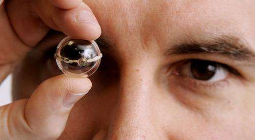 Contact lens merges plastics and active electronics via 3-D printing