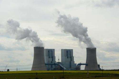 Cooling towers at the Neurath coal-fired power station at Grevenbroich near Aachen, southern Germany on September 11, 2012