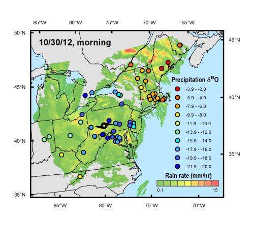 Crowdsourced rain samples map Hurricane Sandy's evolution