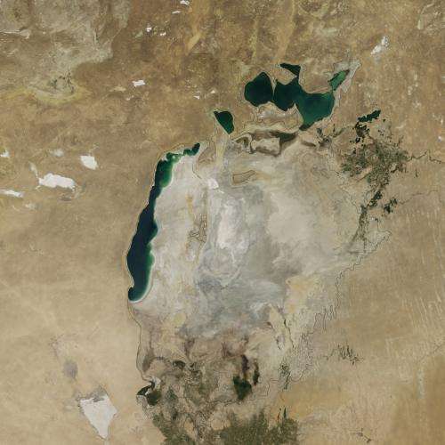 Eastern basin of the South Aral Sea completely dry for the first time in modern history