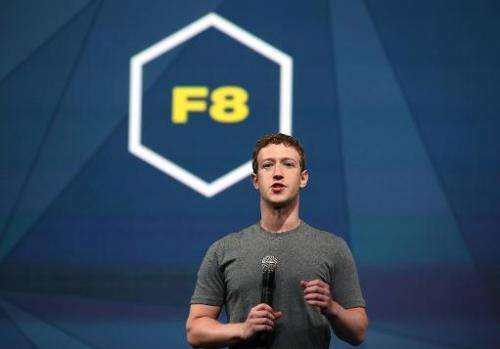 Facebook CEO Mark Zuckerberg delivers the opening keynote at the Facebook f8 conference on April 30, 2014 in San Francisco, Cali