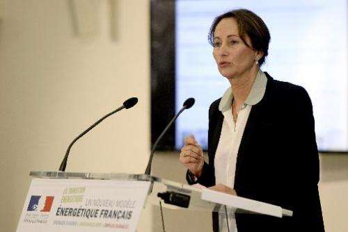French Environment and Energy Minister Segolene Royal delivers a speech about energy transition on June 18, 2014 in Paris