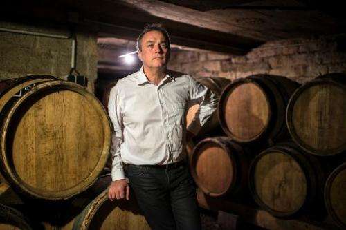 French winemaker Emmanuel Giboulot poses in his domain's wine cellar on February 24, 2014 in Beaune