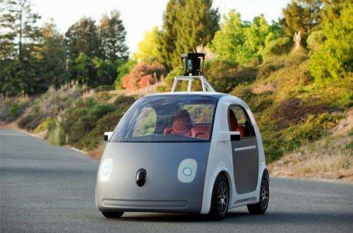 Google car, no steering wheel
