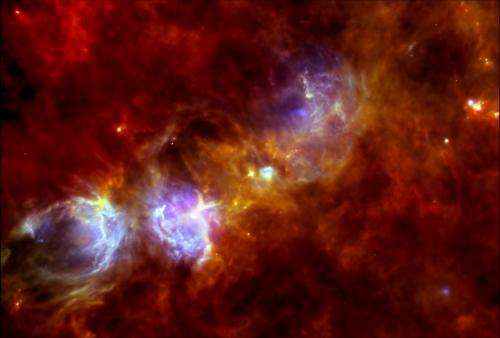 Image: A sequence of star-forming regions in the molecular cloud W48