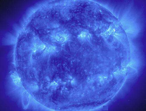 Image of solar activity shows two bright bands circling the Sun