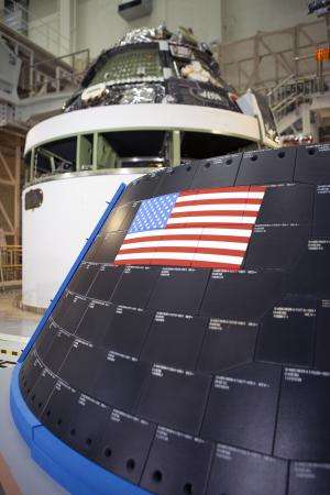 Image: Orion crew module at the Neil Armstrong Operations and Checkout Building, Kennedy Space Center