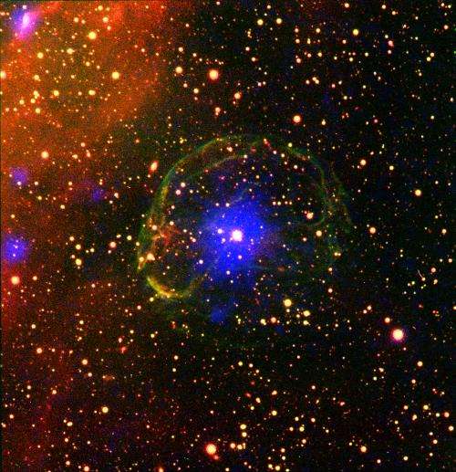 Image: Pulsar encased in a supernova bubble