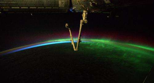 Image: Rainbow aurora captured from space station