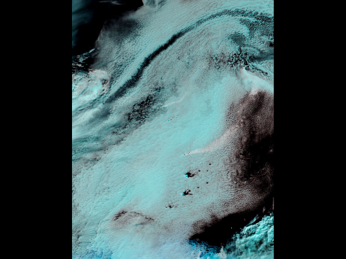 Image: Volcanic plume over Southern Atlantic revealed through false-color imagery