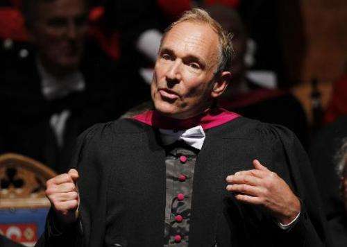 Internet inventor Tim Berners-Lee receives an honourary degree at St Andrews University in St Andrews, Fife, Scotland on Septemb